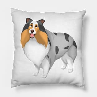 White, Blue Merle & Tan Shetland Sheepdog Dog Sheltie Pillow