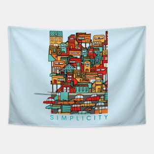 Simplicity - Simple City Retro Art Tapestry