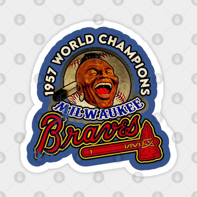 1957 Milwaukee Braves World Champions Magnet by Niko Neon