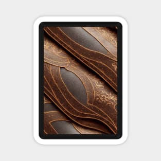 Dark Brown Ornamental Leather Stripes, natural and ecological leather print #52 Magnet