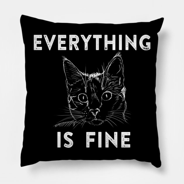 Everything is Fine Cat Pillow by ballhard