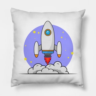 Rocket Launching Cartoon Pillow