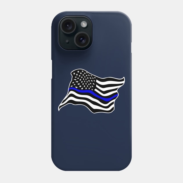 Waving USA Police Thin Blue Line Flag Phone Case by hobrath