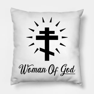 Woman Of God - Orthodox Cross - Black - Christian Series 12B Pillow