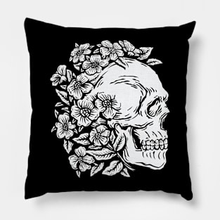 Skull Flower Rose Pillow