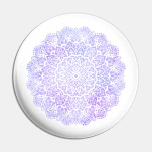 White Mandala on Pastel Purple and Blue Pin