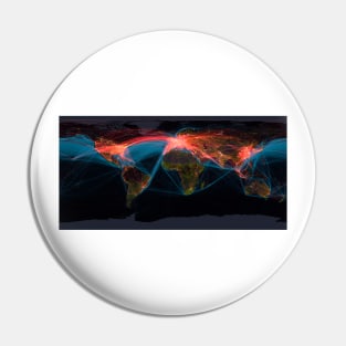 Global transport networks on night map (C026/8982) Pin