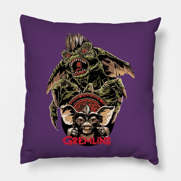 Gremlins On The Big Screen A Cinematic Legacy Explored Pillow by Nychos's style