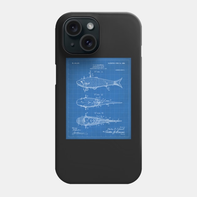 Fishing Lure Patent - Fisherman Outdoorsman Art - Blueprint Phone Case by patentpress