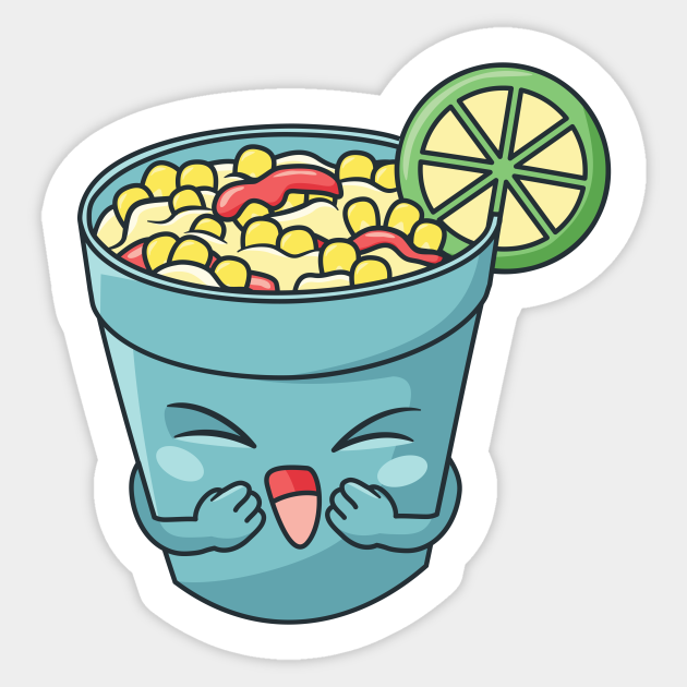 Cartoon Elote Corn in a Cup - Elote Love - Sticker | TeePublic