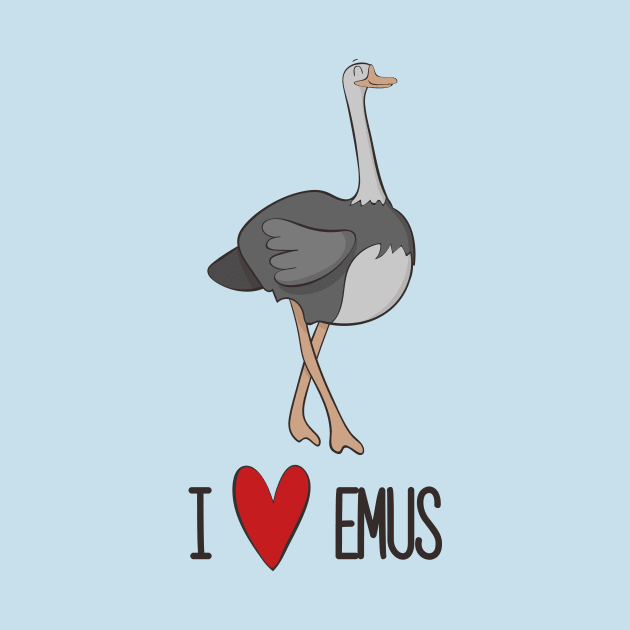 I Love Emus - Cute Emu Love Heart Design by Dreamy Panda Designs