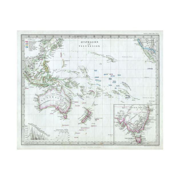Vintage Map of Oceania (1862) by Bravuramedia