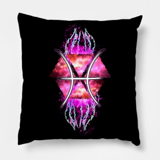 Pisces Zodiac - Pink Abstract Pillow