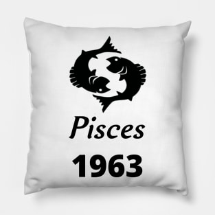 Black Zodiac Birthday Pisces 1963 Pillow