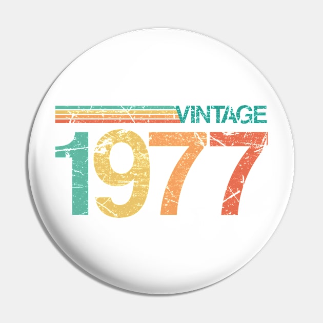 Vintage 1977 - 46th Birthday Gift - Nostalgic Birth Year Typography Pin by thejamestaylor