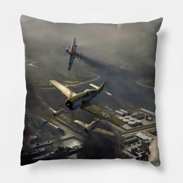 Fw190 Dock Raid Pillow by Aircraft.Lover