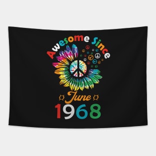 Funny Birthday Quote, Awesome Since June 1968, Retro Birthday Tapestry