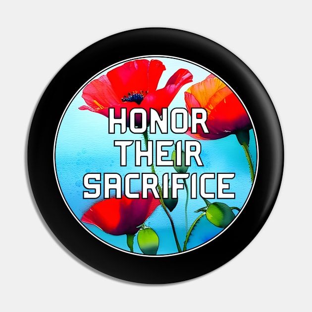 Honor Their Sacrifice Memorial with Red Poppy Flowers Pocket Version (MD23Mrl006d) Pin by Maikell Designs