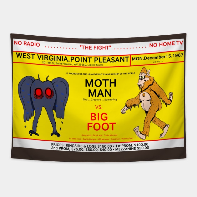 Mothman vs. Bigfoot Tapestry by wodeworm