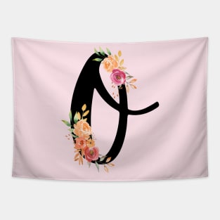 Letter O With Watercolor Floral Wreath Tapestry