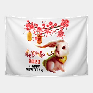 Year Of The Rabbit 2023 Happy Lunar New Year Chinese Zodiac Tapestry