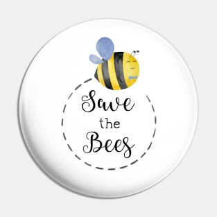 Cute Watercolor Save the Bees Pin