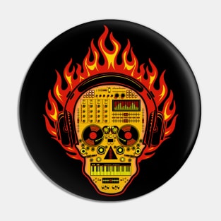 DJ Fire Sugar Skull Pin
