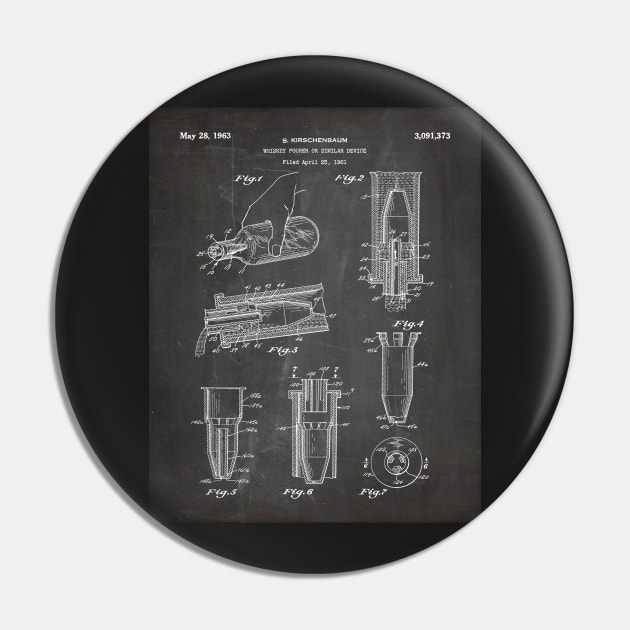 Whisky Pourer Patent - Whisky Art - Black Chalkboard Pin by patentpress