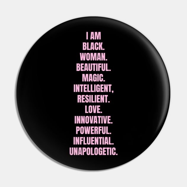 I Am A Powerful Black Woman | African American | Black Queen Pin by UrbanLifeApparel