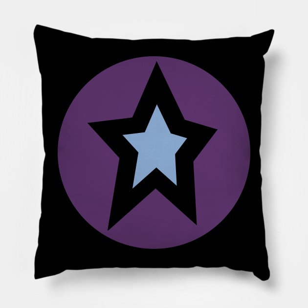 Blue Star Purple Circle Graphic Pillow by ellenhenryart