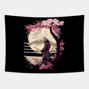 Aesthetic Vintage Samurai Japanese Art Samurai Retro cherry T-Shirt Tapestry