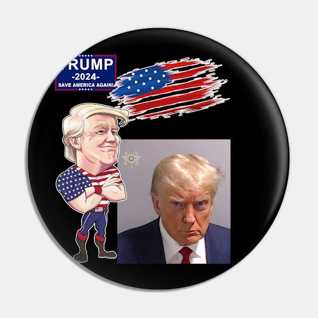 Trump 2024 Mug Shot Pin by WithCharity