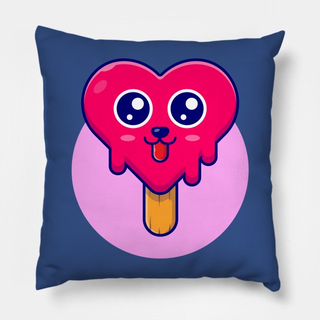 Cute Ice Cream And Cute Popsicle Cartoon Vector Icon Illustration Pillow by Catalyst Labs