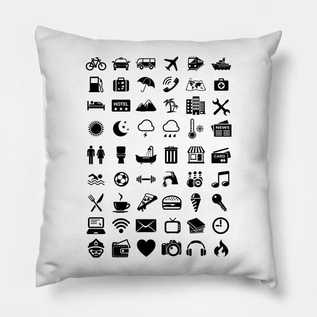 Travel Icons Language Pillow by juyodesign