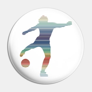 Retro Footballer In 80s Rainbow Colors Pin