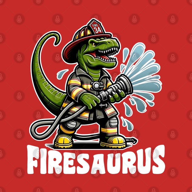 Firesaurus Dinosaur Firefighter by DetourShirts