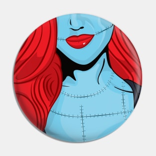 Halloween Frankensteins Bride Pop Art Girl Pin