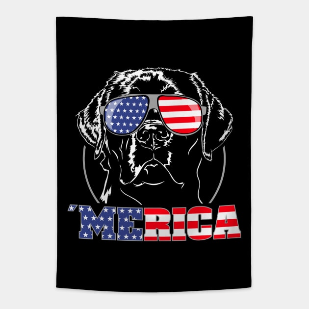 Proud Labrador Retriever American Flag Merica dog Tapestry by wilsigns