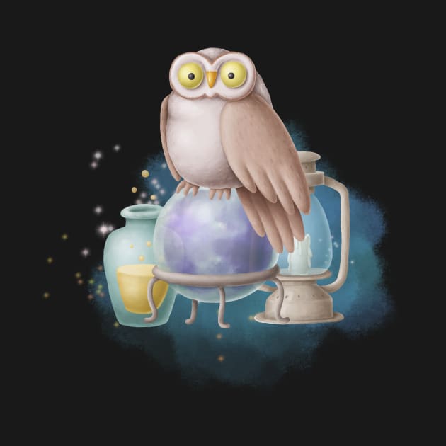 Owl on a magic ball by CaptainPixel