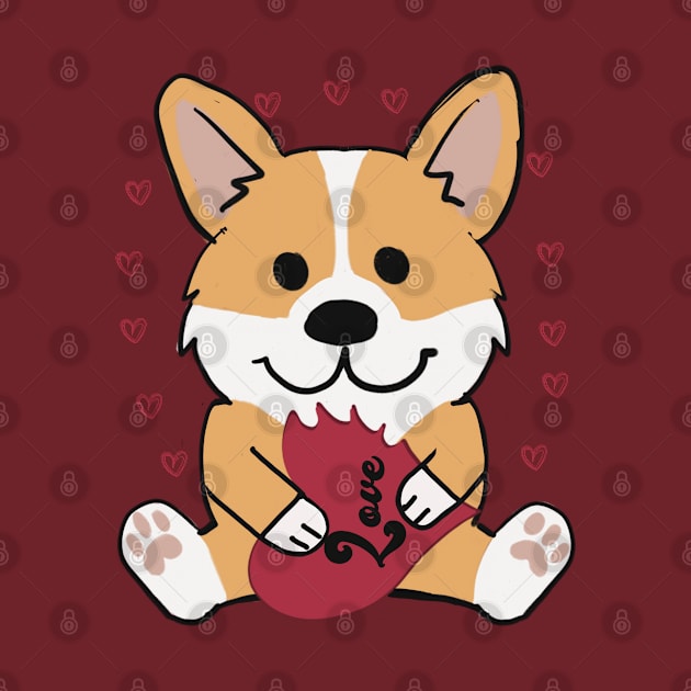 Valentines Corgi ‘Bite out of Love’ by Sheila’s Studio