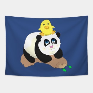 A Panda and a Bird Bffs Tapestry