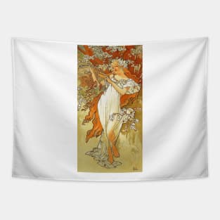 Spring 1896 by Alphonse Mucha (His First Seasons Series) Tapestry