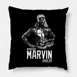 Marvelous Marvin Hagler Boxing Legend Signature Vintage Retro 80s 90s Bootleg Rap Style Pillow