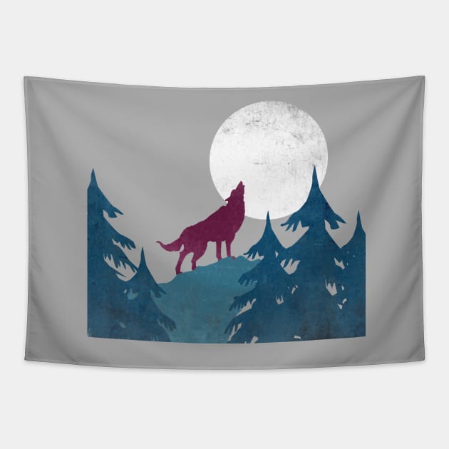 Wolf in the woods Tapestry by xiari