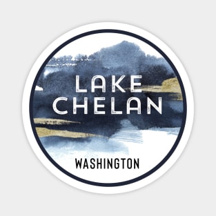 Lake Chelan Washington Watercolor Design Hiking Camping Souvenir Magnet