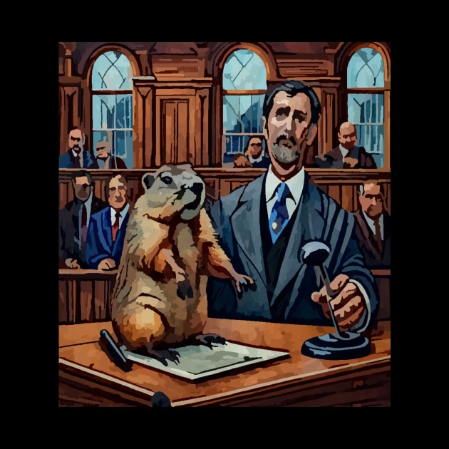 watercolor groundhog in the courtroom by Catbrat