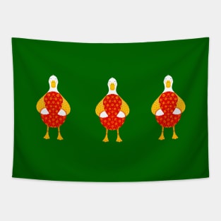 Cute white duck with red floral easter egg, version 5 Tapestry