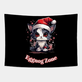 Eggnog Zone - Christmas Cat - Cute Graphic Quote Tapestry