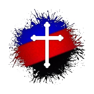 Paint Splatter Polyamory Pride Flag Cross Symbol T-Shirt