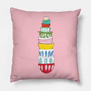 Stacked Retro Dishware Pillow